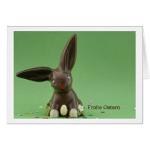Frohe Ostern Karte mit Schokoladenhase