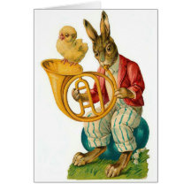 Fröhliche Ostern mit französischem Horn Karte