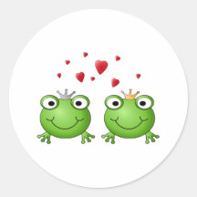 Frosch-Prinz und Frosch-Prinzessin, mit Herzen Runde Sticker