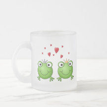 Frosch-Prinz und Frosch-Prinzessin, mit Herzen Tee Haferl