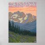 Frühling FlowersMontanaVintage Reise-Plakat
