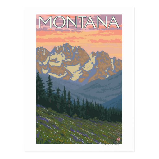 Frühling FlowersMontanaVintage Reise-Plakat Postkarten