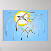 Fünf tropische Vögel und Sun-Magnet-Druck Plakatdrucke