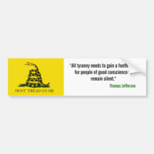 Gadsden-Flagge, "alle Tyrannei muss einen Fuß gewi Auto Aufkleber