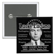 Gangster Lucky Luciano Button