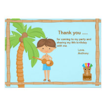 Garçon mignon de Luau avec le carte de remerciemen Invitation Personnalisable