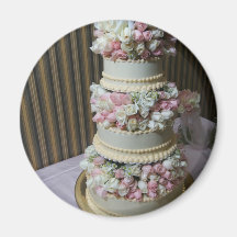 Gâteau de mariage rose aimant pour réfrigérateur