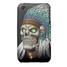 Gebürtiger Ureinwohner-Stammes- gotischer Schädel iPhone 3 Case-Mate Hüllen