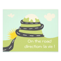Geburtsmitteilung „on the road " einladungskarten