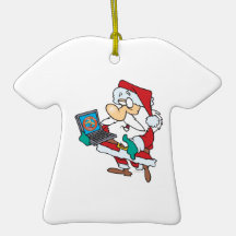 geeky Technologie savvy Sankt mit einem Laptop-Car Weihnachtsbaum Ornament