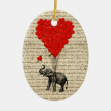 Geformte Ballone des Elefanten und des Herzens Weihnachtsornament