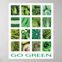 Gehen Gemüse-Küchen-Kunst-Plakat grünes