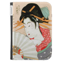Geisha japonais frais de woodprint avec l'art de f étuis pour kindle