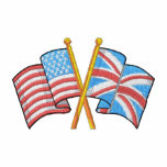 Gekreuzte USA und britische Flaggen bestickte hemden