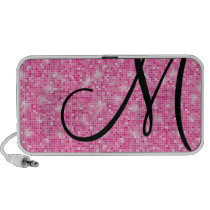 Gekritzel-Sprecher - Monogramm-Rosa-Funkeln-Disco-
