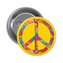 Gelb des Blumen-Power-Friedens | Button