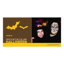 Gelb schlägt moderne spooktacular Halloween-Gewohn Photogrußkarten