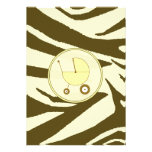 Gelb u. Brownzebra-Druck-Babyparty-Einladung