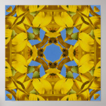Gelbe Blumen-abstraktes Kaleidoskop-Natur-Plakat