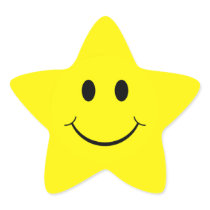 Gelbe Smiley-Stern-Form-Aufkleber