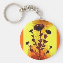 Gelber Impressionist-mittelalterliche Blumen-Kunst Schlüsselanhänger