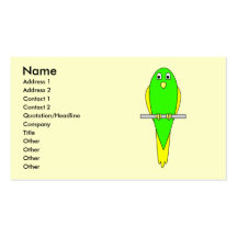 Gelber und grüner Vogel. Parakeet Visitenkartenvorlage