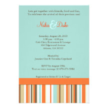 Gestreifte orange und blaue babyshower Einladung