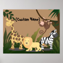 Gewohnheit scherzt Baby NamensJungleZoo Wand-Kunst