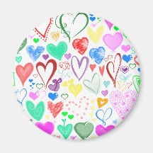 Gezeichnetes Liebe-Romance Herz-rotes blaues rosa  Magnete