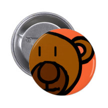 Gezeichnetes Teddy-Bärn-Gesicht Button