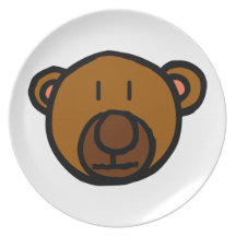 Gezeichnetes Teddy-Bärn-Gesicht Flacher Teller