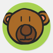 Gezeichnetes Teddy-Bärn-Gesicht Runder Aufkleber