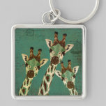 Girafes de cuivre et turquoises Keychain porte-clés