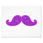 Girly fun retro mustache purple glitter printed photo print