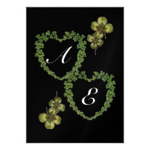 Glace de MONOGRAMME de COEURS de SHAMROCK Invitation