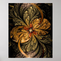 Glänzende Blätter-Fraktal-Kunst Poster