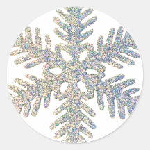 Glittery Schneeflocke Runde Aufkleber