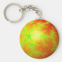 Globe vert orange de fractale porte-clés
