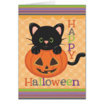 Glückliche Katzen-Jack o Laterne Halloweens niedli Grußkarten