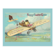 Glückliche Ostern-Gezeiten Vintager Küken-Pilot Postkarte
