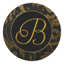 Gold des Monogramm-B und schwarzes Damast-Hochzeit