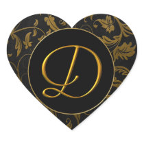 Gold des Monogramm-D und schwarzes Damast-Hochzeit