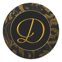 Gold des Monogramm-D und schwarzes Damast-Hochzeit