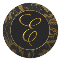 Gold des Monogramm-E und schwarzes Damast-Hochzeit