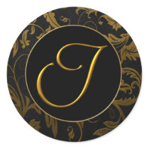 Gold des Monogramm-I und schwarzes Damast-Hochzeit