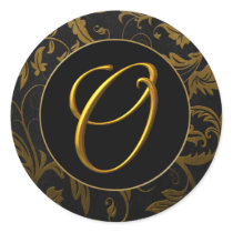 Gold des Monogramm-O und schwarzes Damast-Hochzeit