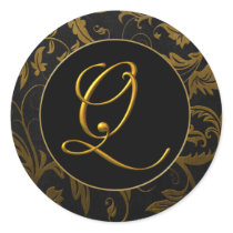 Gold des Monogramm-Q und schwarzes Damast-Hochzeit