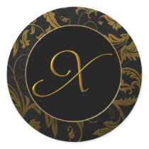 Gold des Monogramm-X und schwarzes Damast-Hochzeit