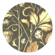 Goldene Vintage Pflanze und Blumen runde Aufkleber
