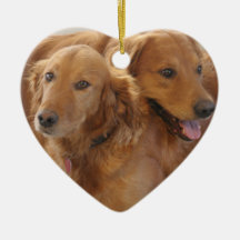 Goldener Retriever-Liebe-Herz-Verzierung Weihnachtsornament